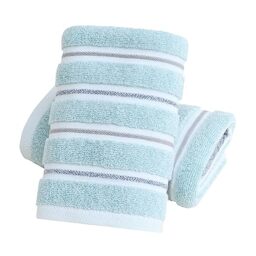 YiLUOMO Green Ribbed Striped Hand Towel Set of 2 Soft and Absorbent Cotton Bathroom Hand Towel Spring Decorative 13 x 29 Inch