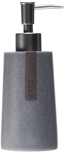 Sealskin Pierra Soap Dispenser, Polyresin, Grey, 7.4 x 18.5 x 7.3 cm