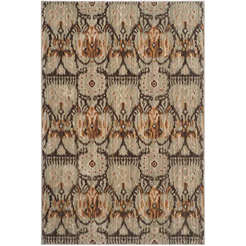 Safavieh Contemporary Indoor Woven Rectangle Area Rug, Infinity Collection, INF553, in Green / Brown, 122 X 183 cm for Living Room, Bedroom or Any Indoor Space