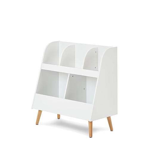 Obaby Maya Toy Storage – White with Natural Wooden Accents, Open Nursery Storage Box