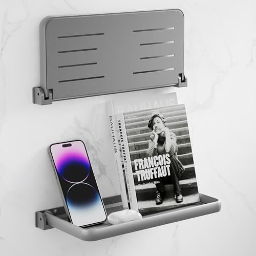 Safoner RV Aluminum Fold-Down Wall Shelf - The Essential Camper Accessory for Interior Organization - Space-Efficient Versatile Floating Storage- 2 Packs