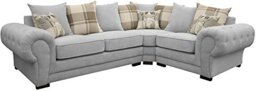 Corner Sofa Verona Fabric Left or Right Grey Brown Cream Designer Scatter Cushions Living Room Furniture (Right, Light Grey)
