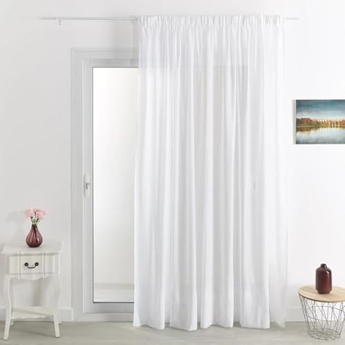 FR Fire Retardant Net Curtain 300 x 260 cm White – Ruffle Tape – Reinforced Safety – Ready to Hang