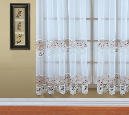 "Today's Curtain, Vintage Macram?? Organza Panel 84"", White/Rose, 58"" W x 84"" L"