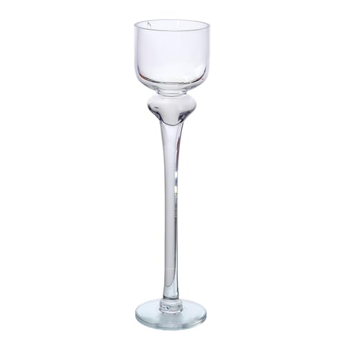 DRW Candle Holder with Transparent Glass Stand 12x12x60cm