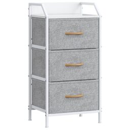 Feonase 3-Drawer Chest of Drawers with Metal Frame & Top Back Shelf – Modern Fabric Storage Cabinet for Bedroom, Living Room, Small Spaces (40x30x78cm, Light Grey)