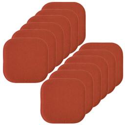 "Sweet Home Collection Chair Cushion Memory Foam Pads Honeycomb Pattern Slip Non Skid Rubber Back Rounded Square 16"" x 16"" Seat Cover, Rust - 12 Pack"