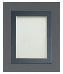 Frame Company Watson Grey Picture Photo Frame fitted with Perspex, 6x4 inch with Blue Mount for image size 4x3 inch