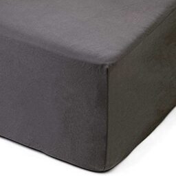 Amago - Fitted Sheet, 50 cm Pocket, 100 Percent Cotton, 140 x 200 cm - Anthracite