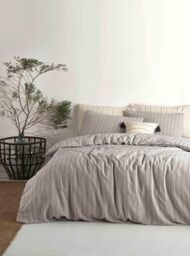 Nuit Des Rêves Premium Ranforce Double Quilt Cover Set (200 x 200 cm), 100% Cotton, Garment Wash, White & Black, Includes 2 Pillowcases (80 x 80 cm), Stylish & Comfortable Bedding