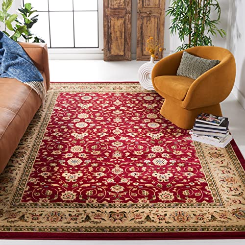 Safavieh Traditional Rug for Living Room, Dining Room, Bedroom - Lyndhurst Collection, Short Pile, in Red and Ivory, 240 x 300 cm
