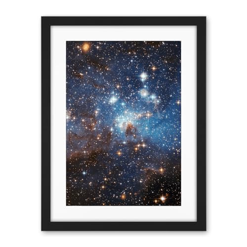 Artery8 Hubble Space Telescope Image Star Forming Region LH 95 In The Large Magellanic Cloud Blue Haze LMC Galaxy Stellar Nursery Gas And Dust Lanes Artwork Framed Wall Art Print 18X24 Inch