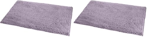 Amazon Basics Non-Slip Chenille Microfibre Bathroom Bath Mat, 53 x 87 cm, Lavender (Pack of 2)