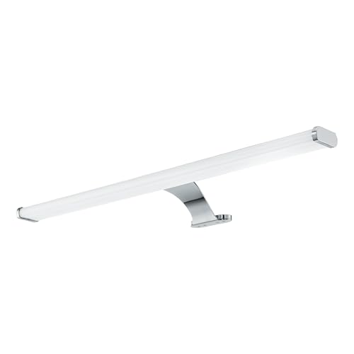 Eglo LED Mirror Light Vinchio, Single-Flame LED Mirror Lamp Made of Steel and Plastic, Bathroom Lamp in Chrome, White, LED Moisture-Proof Light, IP 44, Length 60 cm