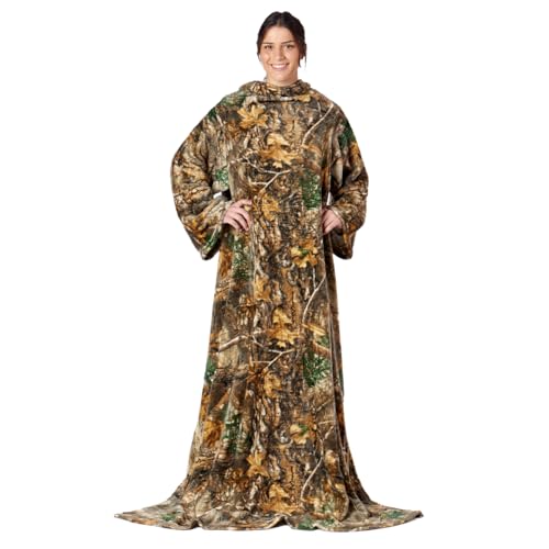 "Northwest Realtree Edge Adult Silk Touch Comfy Throw Blanket with Sleeves, 48"" x 71"""