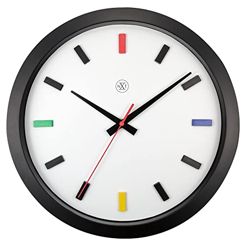 NeXtime Wall Clock 36 cm-Silent-Black/Multicoloured-Plastic-nXt Mix