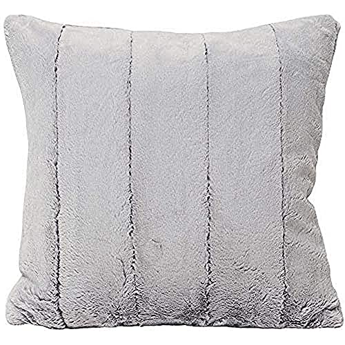 "Paoletti - Empress Square Filled Cushion Super Soft Faux Fur-Reversible-Zip Closure-Machine Washable-100 Case (18"" x 18"" inches), Polyester, Grey, 45 x 45cm"