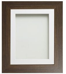 Frame Company Watson Brown Picture Photo Frame fitted with Perspex, 12x10 inch with White Mount for image size 9x7 inch