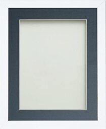 Frame Company Jellybean Range White Wooden 12x10 inch Picture Photo Frame with Blue Mount for Image 8x6 inch * Choice of Colours & Sizes* Fitted with Perspex