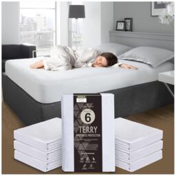 GC GAVENO CAVAILIA Terry Towel Mattress Protector - 6 Pack Mattress Protector Fitted Sheet Single (190 x 90cm) - 30cm Deep Polycotton Waterproof Mattress Protectors - White