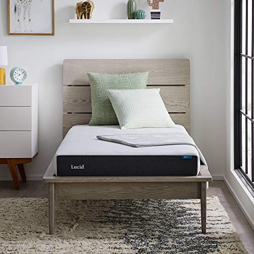 LUCID 6 Inch Twin XL Mattress - Firm Gel Memory Foam XL— Bamboo Charcoal in a Box—CertiPur Certified,White