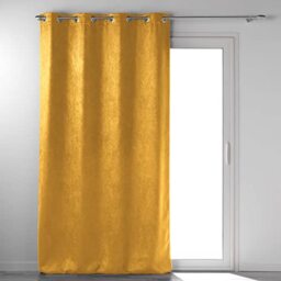 Douceur d'Intérieur, Eyelet Curtain 135 x 280 cm Ochre Velour Melody