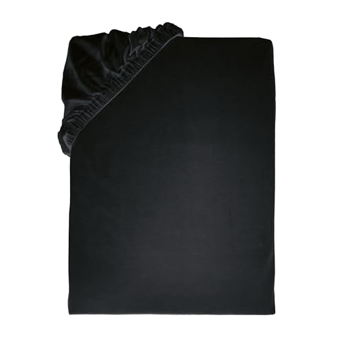 TOM TAILOR Jersey Bed Sheet Approx. 180-200 x 200 cm, 100% Cotton/Jersey, Black UNI