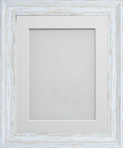 Frame Company Lynton Rustic White Photo Frame with White Mount, 12x10 for 8x6 inch, fitted with perspex