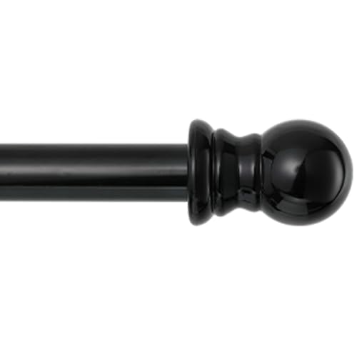 TALITARE Curtain Pole, Black Curtain Rod with Round Finials Brackets Fittings Set for Window Bedroom 76 to 368 cm