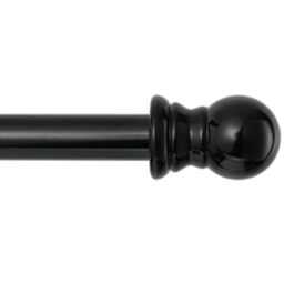 TALITARE Curtain Pole, Black Curtain Rod with Round Finials Brackets Fittings Set for Window Bedroom 76 to 368 cm