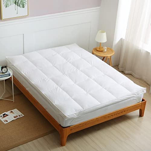 HomeSpace Direct 100% Duck Feather Mattress Topper Hotel Quality Thick Luxury Deep Fill (7cm) (Double)