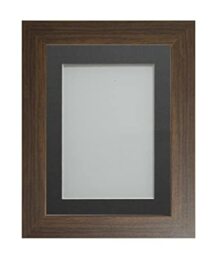 Frame Company Watson Brown Picture Photo Frame fitted with Perspex, A4 with Grey Mount for image size 9x6 inch