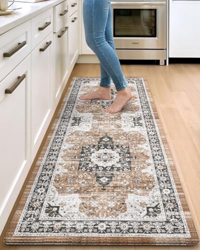 DEXI Kitchen Floor Mats Cushioned Anti Fatigue Runner Rug, 23x59 Black/Brown