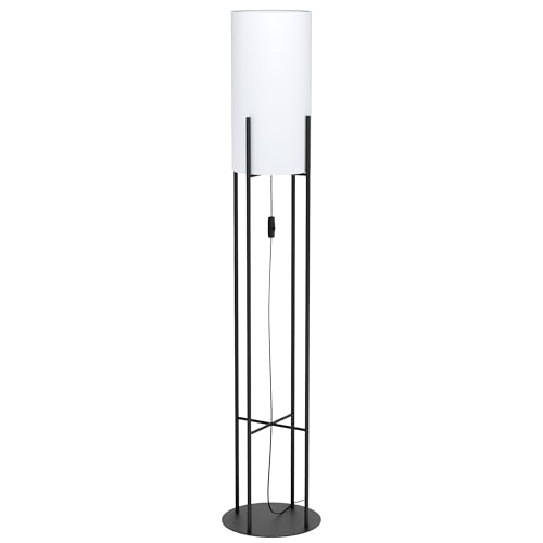 Eglo Floor lamp Glastonbury, 1 Flame Floor lamp, Floor lamp Made of Steel and Textile, Living Room lamp in Black, White, lamp with Switch, E27 Socket