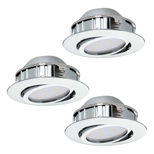 EGLO 3-piece LED recessed spotlight set Pineda, plastic LED spots