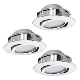 EGLO 3-piece LED recessed spotlight set Pineda, plastic LED spots