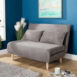 Home Source Double Sofa Bed Grey Convertible Fabric Upholstered Sofa Foldable Sofa Bed for Living Room
