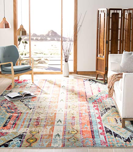 SAFAVIEH Boho Rug for Living Room, Dining Room, Bedroom - Monaco Collection, Short Pile, in Multi, 240 x 300 cm
