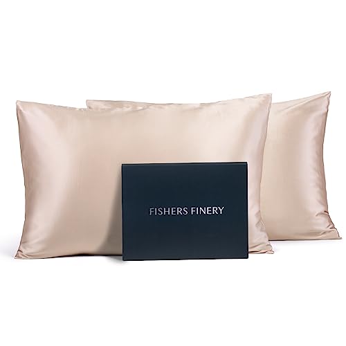 Fishers Finery 25mm 100% Pure Mulberry Silk Pillowcase 2 Pack (Taupe Queen 2 Pack)