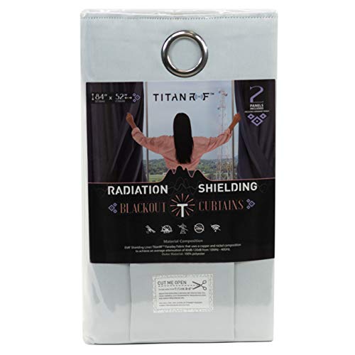 "Mission Darkness TitanRF Radiation Shielding Blackout Curtains, Barrier Against Radio Frequencies, Includes 2 White Panels with Metal Grommets (52"" Width x 84"" Length / 132cm x 213cm)"