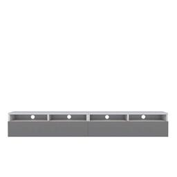 Selsey REDNAW - Modern TV Stand/TV Cabinet with 2 Drawers / 200 cm/White Matt/Grey Gloss