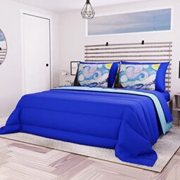 PETTI Artigiani Italiani, Quilts, Warm and Soft Comforter, Microfiber Duvet, 100% Made in Italy, Microfibre, Blue, Large Single (170x260 cm)