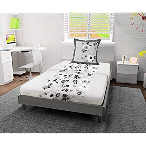 Soleil d'ocre Aquarelle Bedding Set, Cotton, Grey, 180 x 290 cm