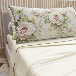 PETTI Artigiani Italiani - Cotton Sheets with Pillowcases in Digital Print, Single Sheet, 334 Cream Pattern Bedding Set, 100% Made in Italy