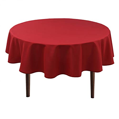Hiasan Christmas Round Tablecloth 30 Inch - Waterproof Stain Resistant Spillproof Polyester Fabric Table Cloth for Dining Room Kitchen Party, Red