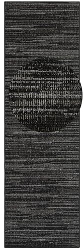 ELLE Decoration Indoor and Outdoor Mèlange Flat Weave Reversible Rug Modern Design Runner Mottled Robust Easy Care Balcony Patio Garden Living Room Office Bedroom Night Silver, 80 x 250 cm