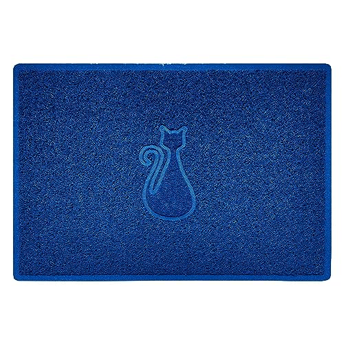 Nicoman CAT Embossed Shape Door Mat Dirt-Trapper Washable Barrier Doormat-(Use Indoor or Sheltered Outdoor)-(90x60cm/3x2ft,Large) Blue