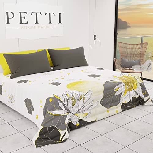 PETTI Artigiani Italiani - Quilt Bedspread Spring Summer Double Aesthetics Design 01 100% Hypoallergenic Microfiber 100% Made in Italy