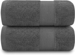 Fade Resistant Bathroom Towels Set, 700 GSM Premium Quality Extra Absorbent 100% Cotton Bath Towel, Charcoal, 2PK Bath Sheet