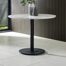 Julian Bowen Luca Round Dining Table White - H75 x W100 x D100cm - Modern Kitchen Table for Dining Room, 100cm Width, Seats up to 4 People